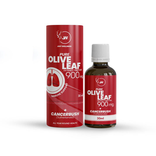 A bottle of Olive Leaf Extract tincture accompanied by its packaging, labeled for immune support.